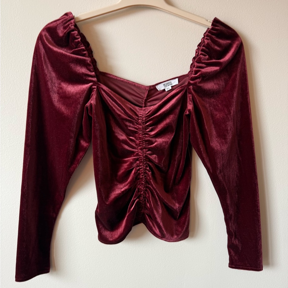 BB Dakota Burgundy Velvet Top